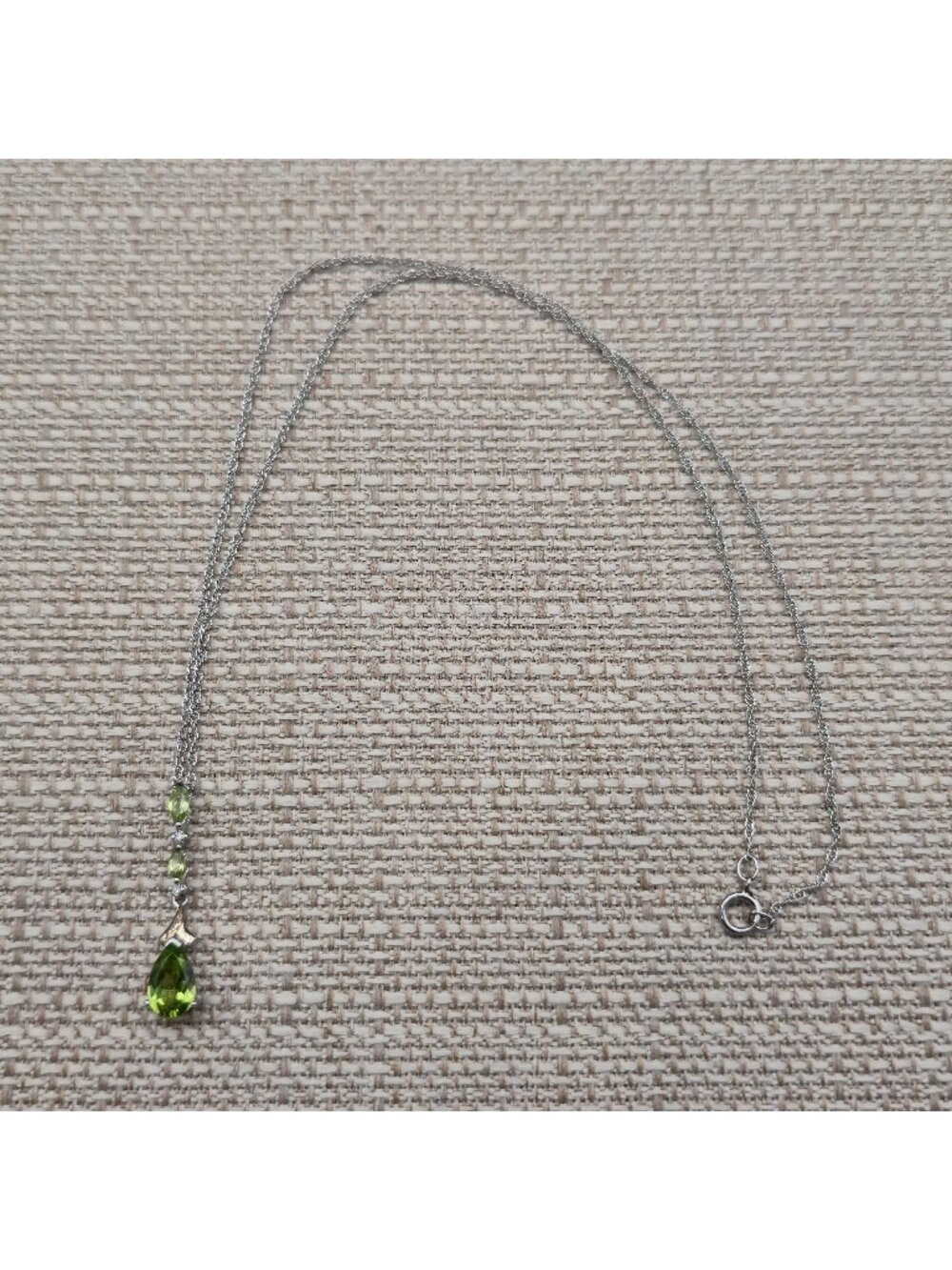 18 Inch Sterling Peridot Pendant with 14k Gold Accent and Diamonds Necklace A783